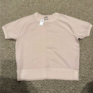 GAP Light Blush Short Sleeve Sweatshirt Top NWT